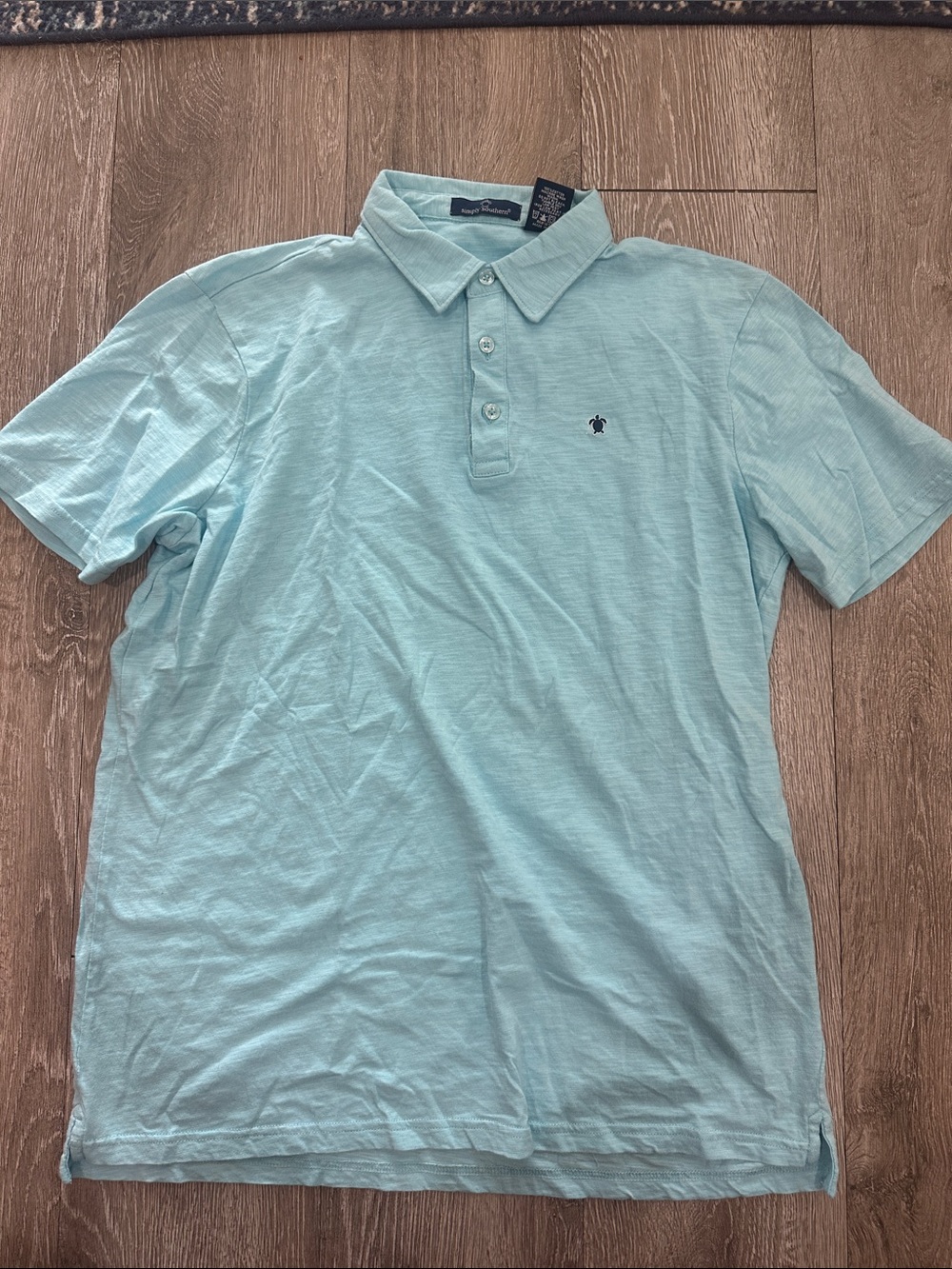 Simply Southern Aqua Short-Sleeve Polo with Embroidered Logo